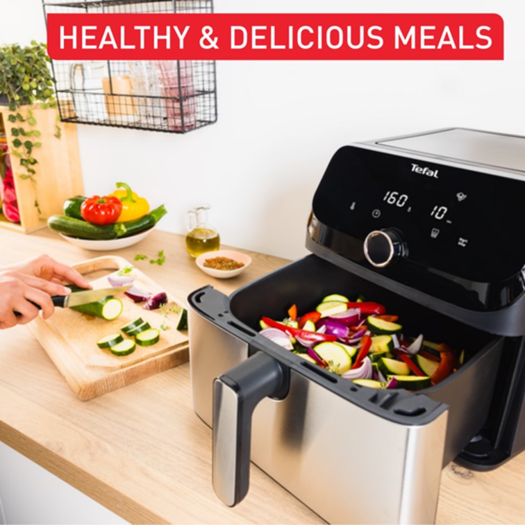 Tefal Easy Fry Mega Digital Air Fryer 7.5L EY855D XL capacity, compact, 8 preset programmes, energy saving, dishwasher safe