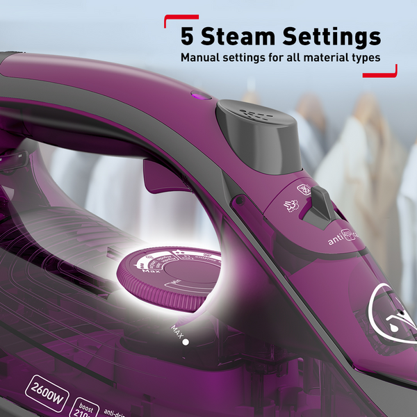 Tefal Express Steam Iron (Powergliss Ceramic Soleplate) 270ml 2600W FV2843 210g Steam Boost, Anti-Drip, Easy Refill, Fast Glide