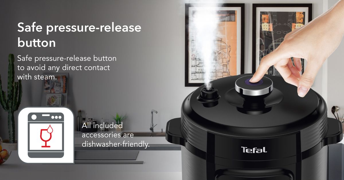 Tefal Home Chef Smart Electric Pressure Cooker 6L CY601 Multicooker, 15 programmes, 12 cups, steam, slow cook, bake, sous vide, sauce thickening