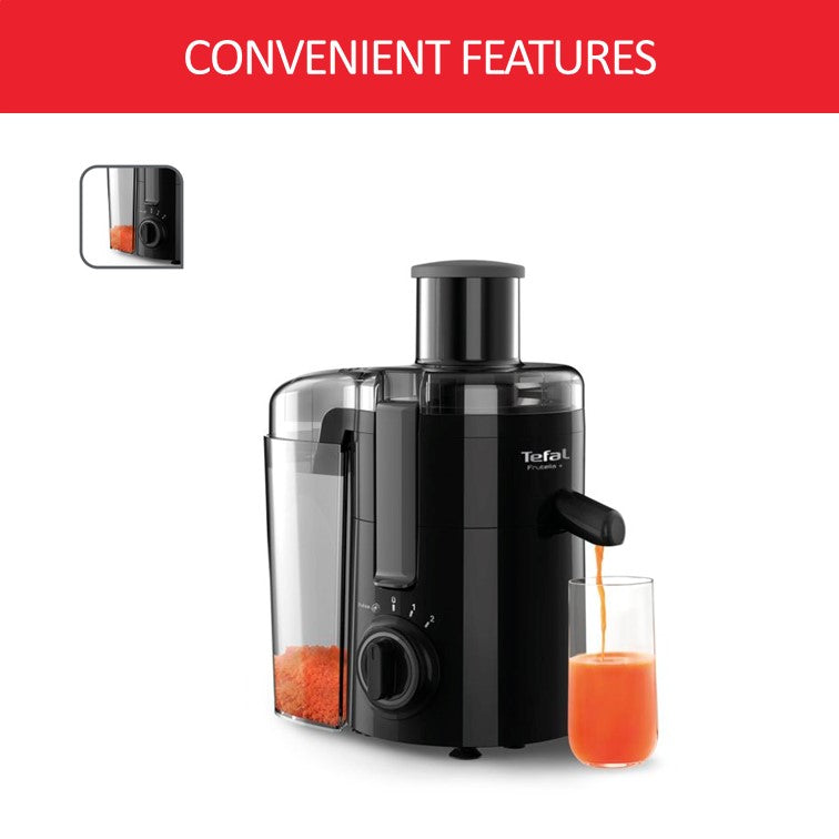 Tefal Frutelia Plus Juicer with Stainless Steel Filter ZE3708 - compact, 950ml pulp collector, 350W, 2 speeds and pulse, easy to clean, anti-grip feet