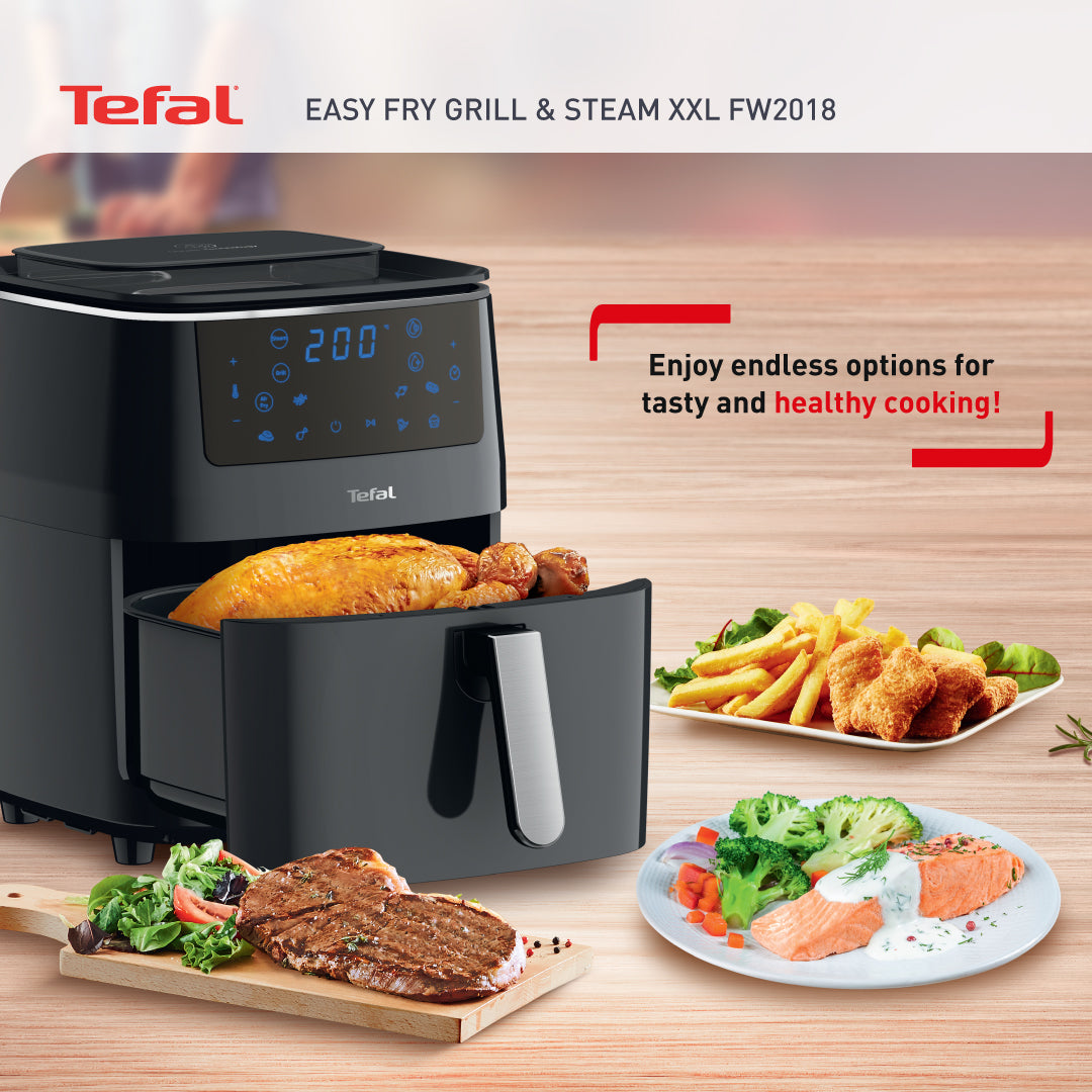 Tefal Easy Fry Air Fryer Steam & Grill 3-in-1 FW2018 7 Programmes, Fast Cooking, Extra Crisp, Easy Steam, Convenient