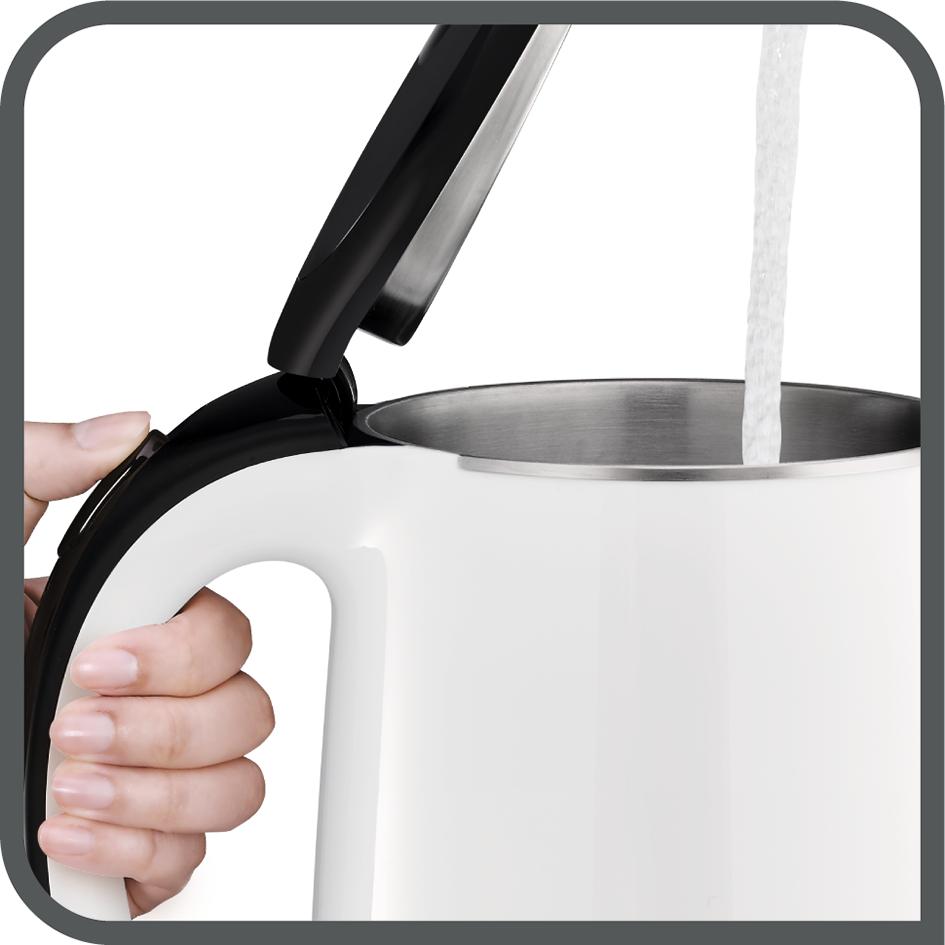 Tefal Safe Tea Kettle 1.7L White KO2601  Double layer insulation, Safe to touch, 360 degrees rotational base, auto off