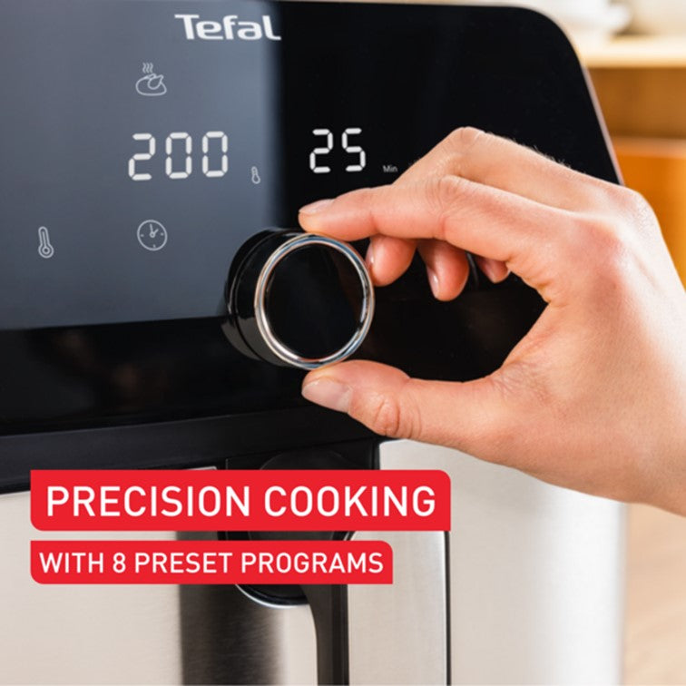Tefal Easy Fry Mega Digital Air Fryer 7.5L EY855D XL capacity, compact, 8 preset programmes, energy saving, dishwasher safe