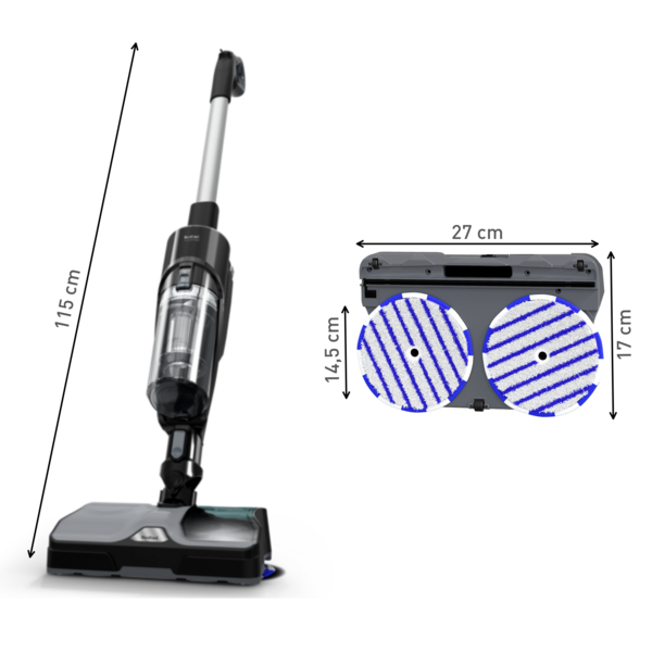 Tefal X-Combo Cordless 2-in-1 Handstick Vacuum & Spin Mop Cleaner GF3039 Smart Aerospin Technology, Ultra-Lightweight, High Suction, Easy Maintenance, 60-Minute Battery
