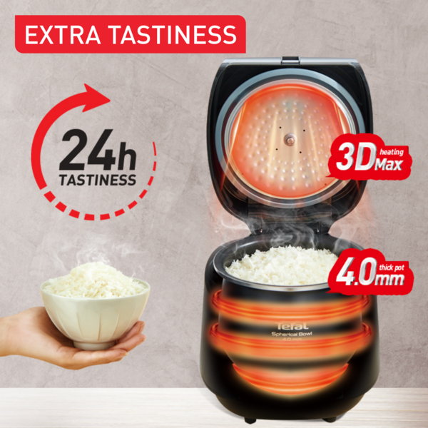 Tefal Easy Rice Max Rice Cooker 1.8L RK7378 4mm spherical pot, 11 programmes, removable inner lid, 24hr keep warm