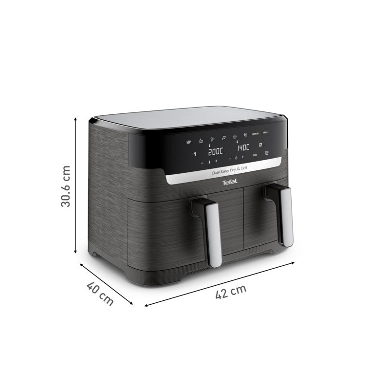 Tefal Dual Easy Fry & Grill Air Fryer 8.3L EY905B two drawers, 8 programmes, family-friendly, cook two dishes at the same time, energy saving