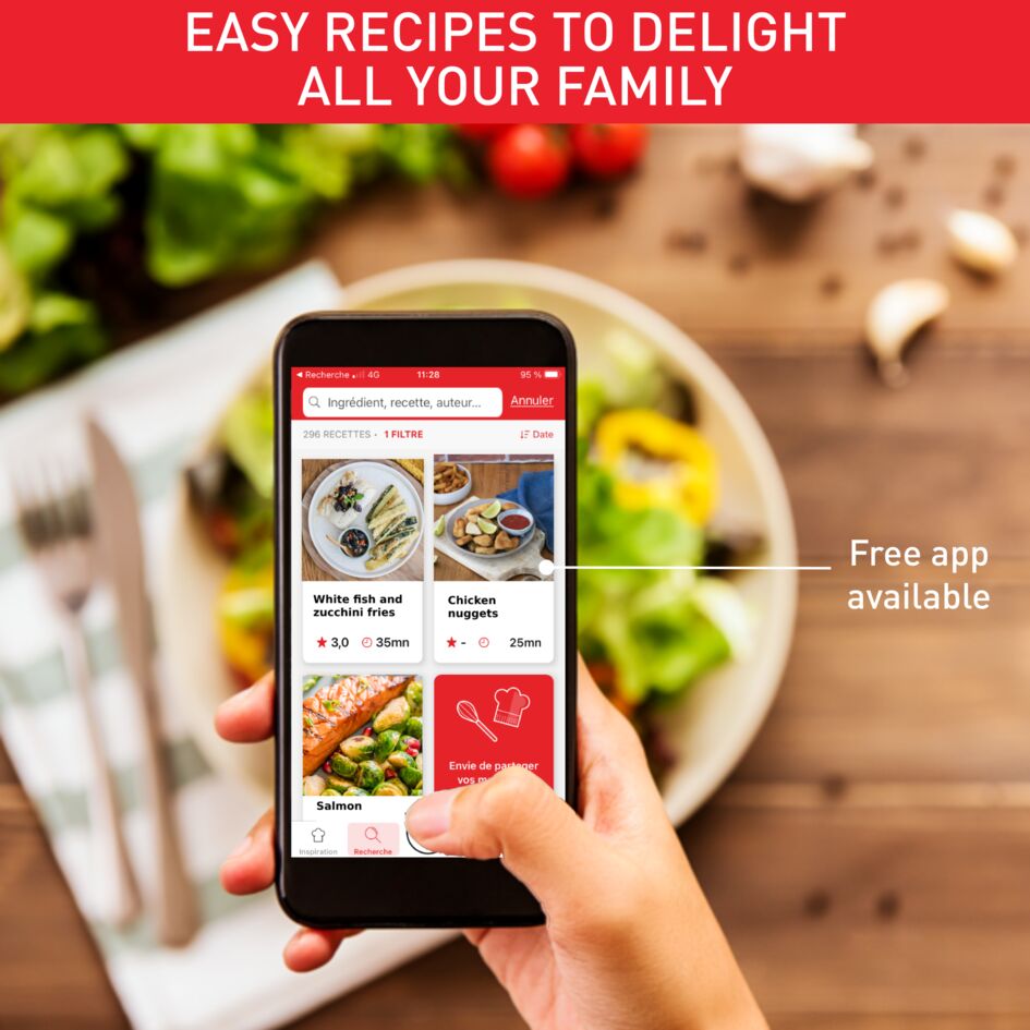 Tefal Easy Fry Healthy Air Fryer & Grill XXL Digital 6.5L EY8018 + free oven mitt & pot holder set - 8 preset programmes, dual zone cooking, removable divider, comes with die cast grill grid