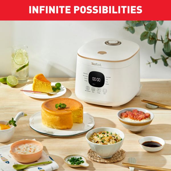 Tefal Mini Rice Mate Fuzzy Logic Rice Cooker 0.7L 8 programmes, AI, removable inner lid, compact, 4 cups RK5151