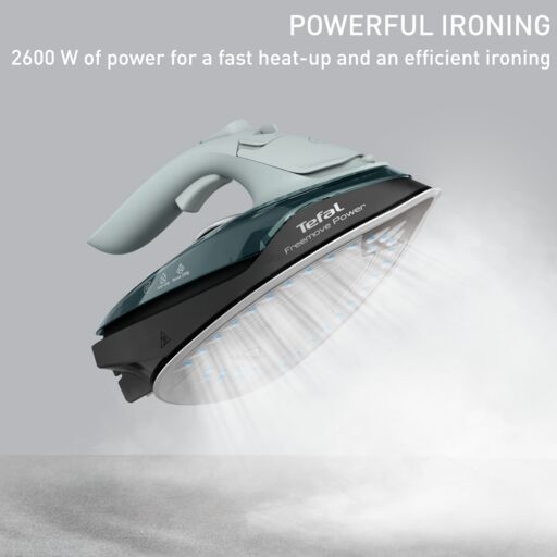 Tefal Freemove Power Cordless Steam Iron FV6672 – Powerful 2600W, Lightweight, Smart Auto-Off, Anti-Drip, Anti-Scale