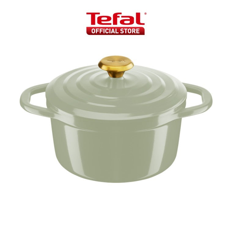 Tefal Air Soft Light Stew Pot w/ Lid - Green, Grey (20cm, 24cm) E26644/46, E27144/46