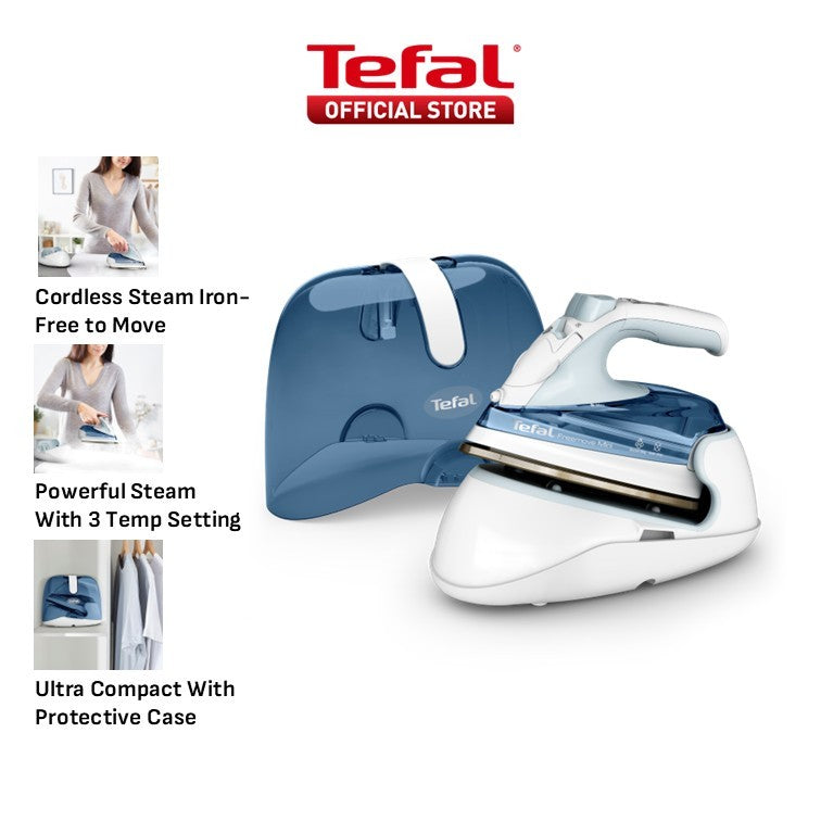 Tefal Freemove Mini Cordless Steam Iron FV6230 – Powerful 1650W, Lightweight, Portable, Smart Auto-Off, Anti-Drip, Anti-