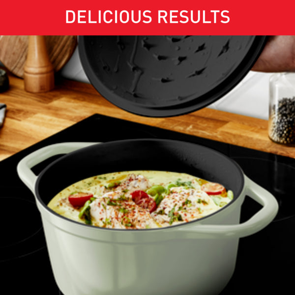 Tefal Air Soft Light Stew Pot w/ Lid - Green, Grey (20cm, 24cm) E26644/46, E27144/46