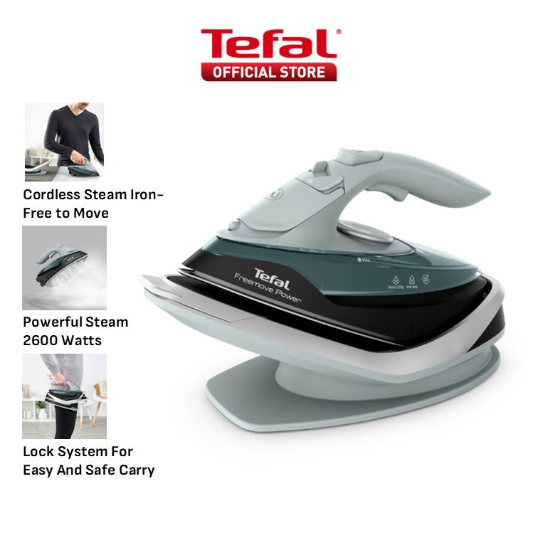 Tefal Freemove Power Cordless Steam Iron FV6672 – Powerful 2600W, Lightweight, Smart Auto-Off, Anti-Drip, Anti-Scale