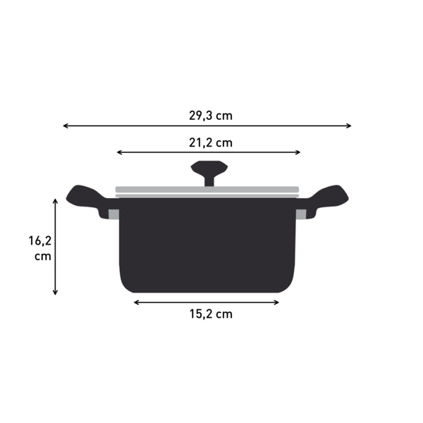 Tefal Air Soft Light Stew Pot w/ Lid - Green, Grey (20cm, 24cm) E26644/46, E27144/46