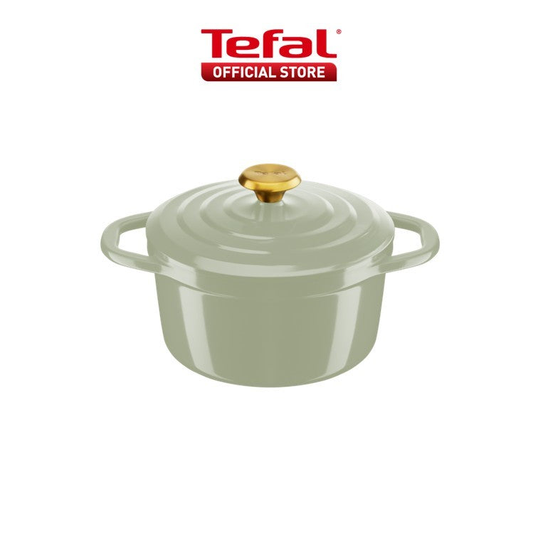 Tefal Air Soft Light Stew Pot w/ Lid - Green, Grey (20cm, 24cm) E26644/46, E27144/46