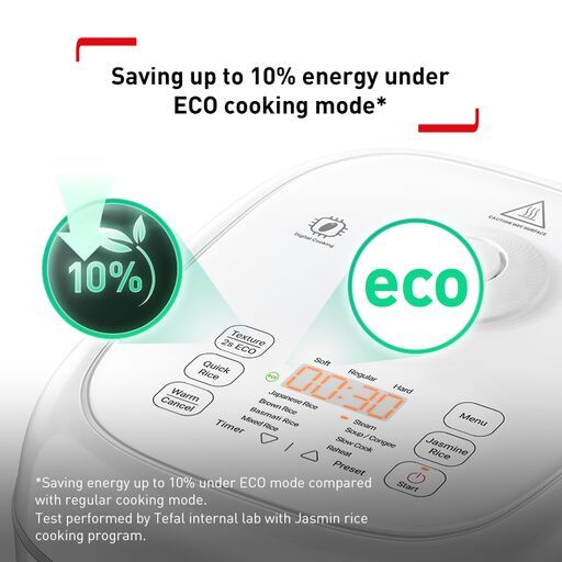 Tefal Delirice Fuzzy Logic 1.8L Rice Cooker RK7711 – 10 cups, 11 programs, 2mm spherical pot with ceramic coating