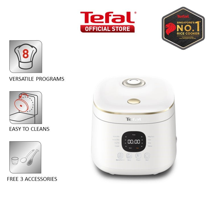 Tefal Mini Rice Mate Fuzzy Logic Rice Cooker 0.7L 8 programmes, AI, removable inner lid, compact, 4 cups RK5151