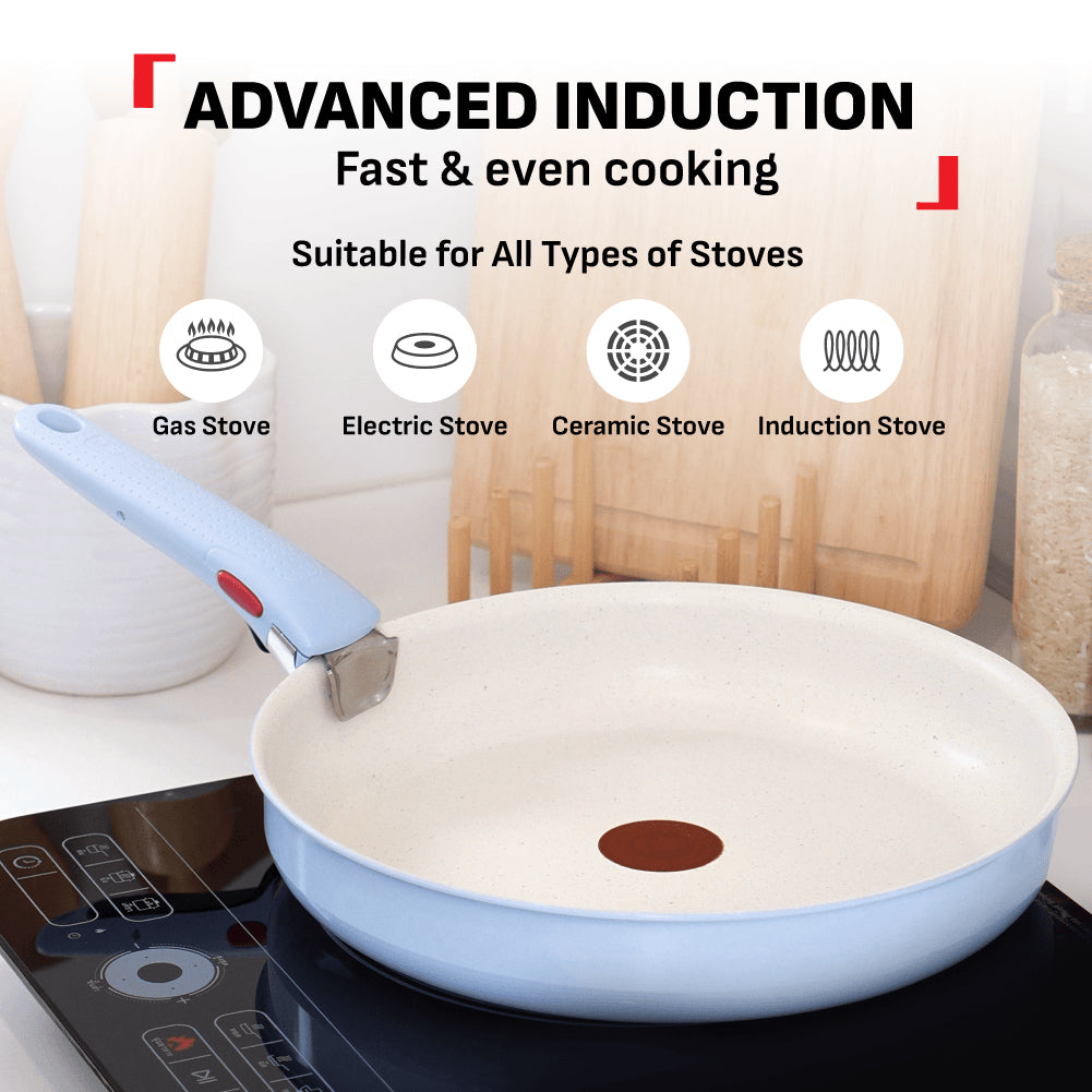 Tefal Ingenio Serenity Cookware Set - 4pc (Frypan 22cm + Frypan 28cm+ Saucepan 20cm + Handle)