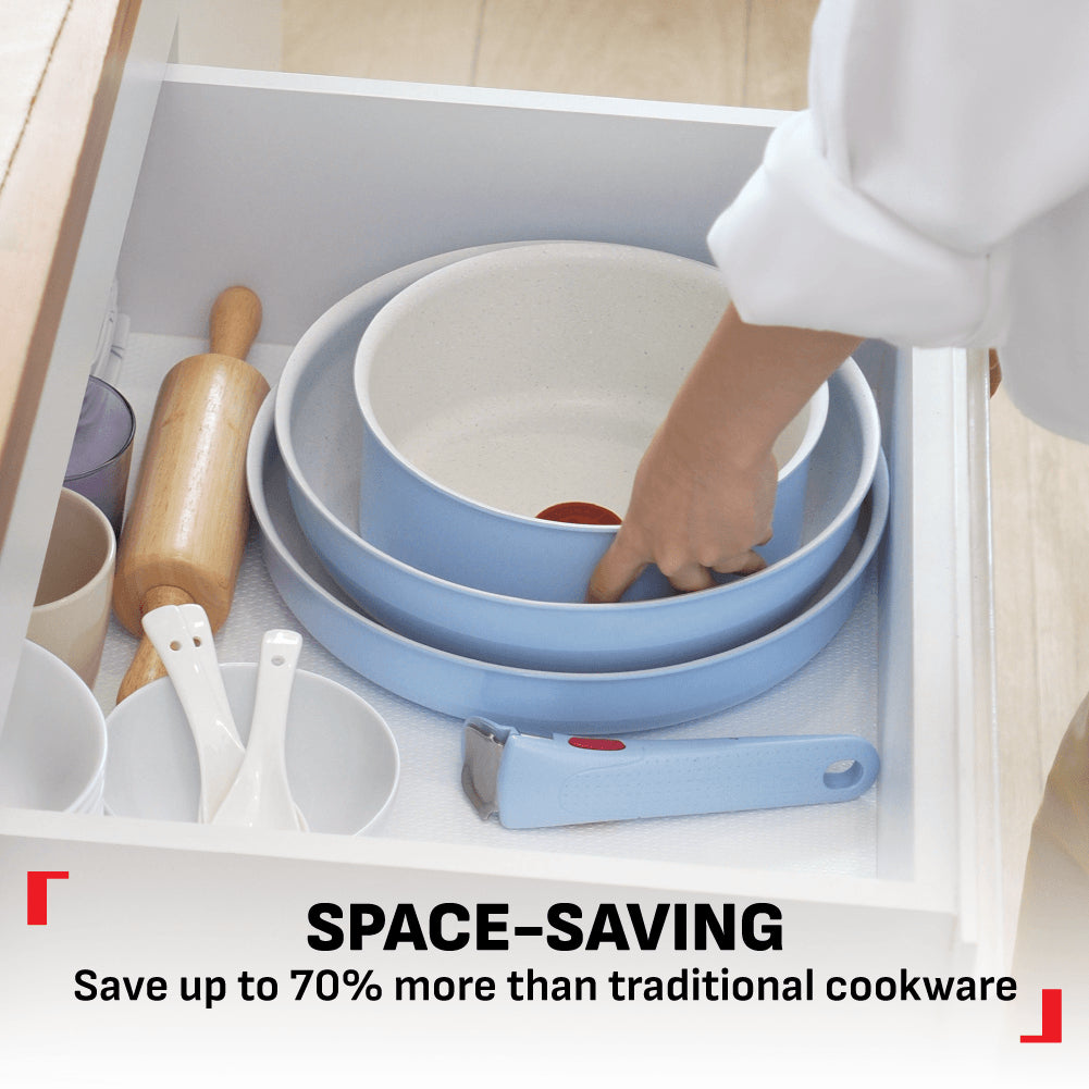 Tefal Ingenio Serenity Cookware Set - 4pc (Frypan 22cm + Frypan 28cm+ Saucepan 20cm + Handle)