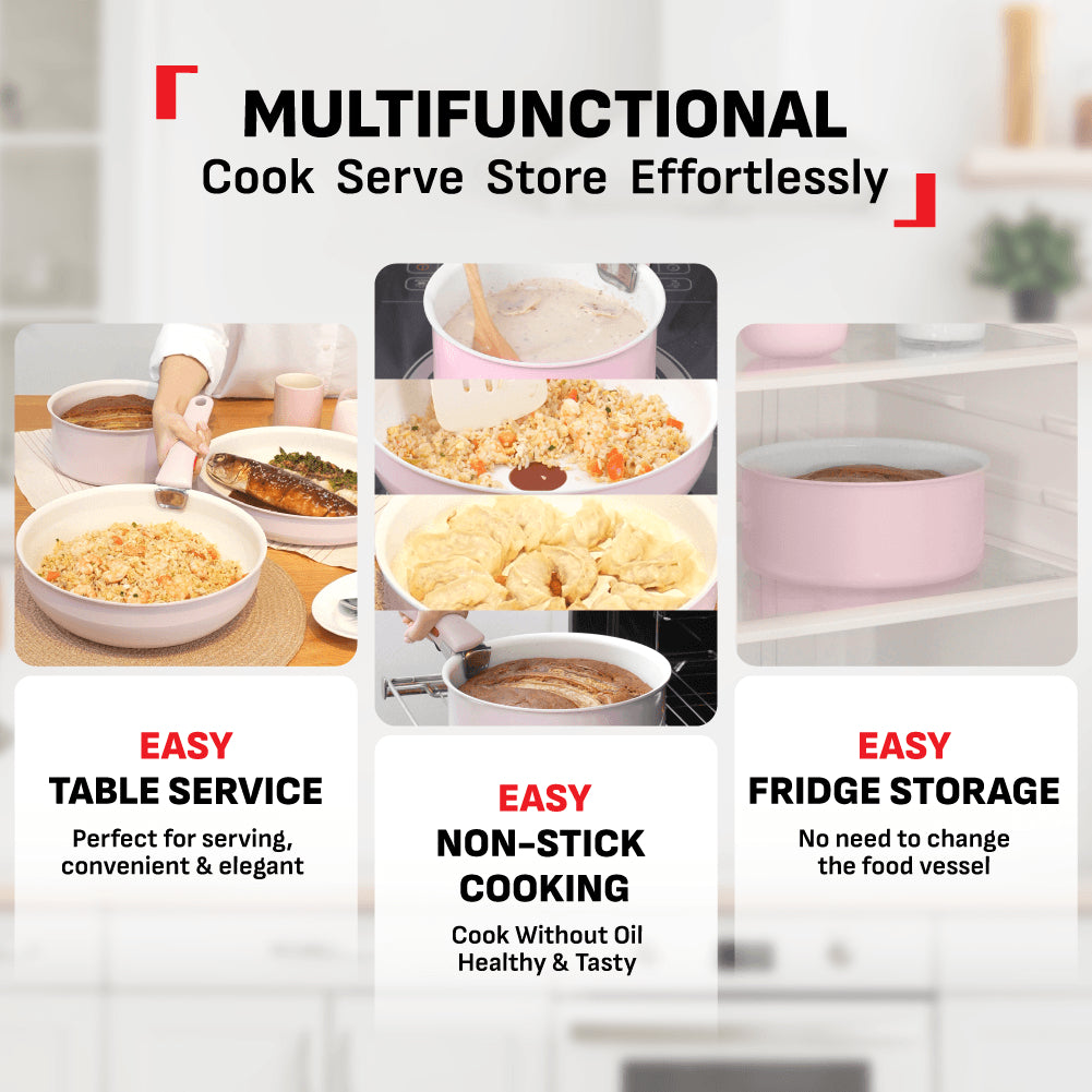 Tefal Ingenio Serenity Cookware Set - 4pc (Frypan 28cm + Wokpan 26cm+ Saucepan 20cm + Handle)