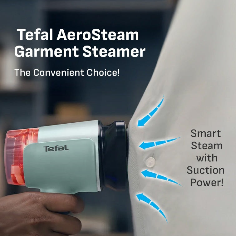 (NEW) Tefal Aerosteam Handheld Garment Steamer DT9814 – OptiFlow Suction , 1400W, 20g/min Steam, 100ml Water Tank