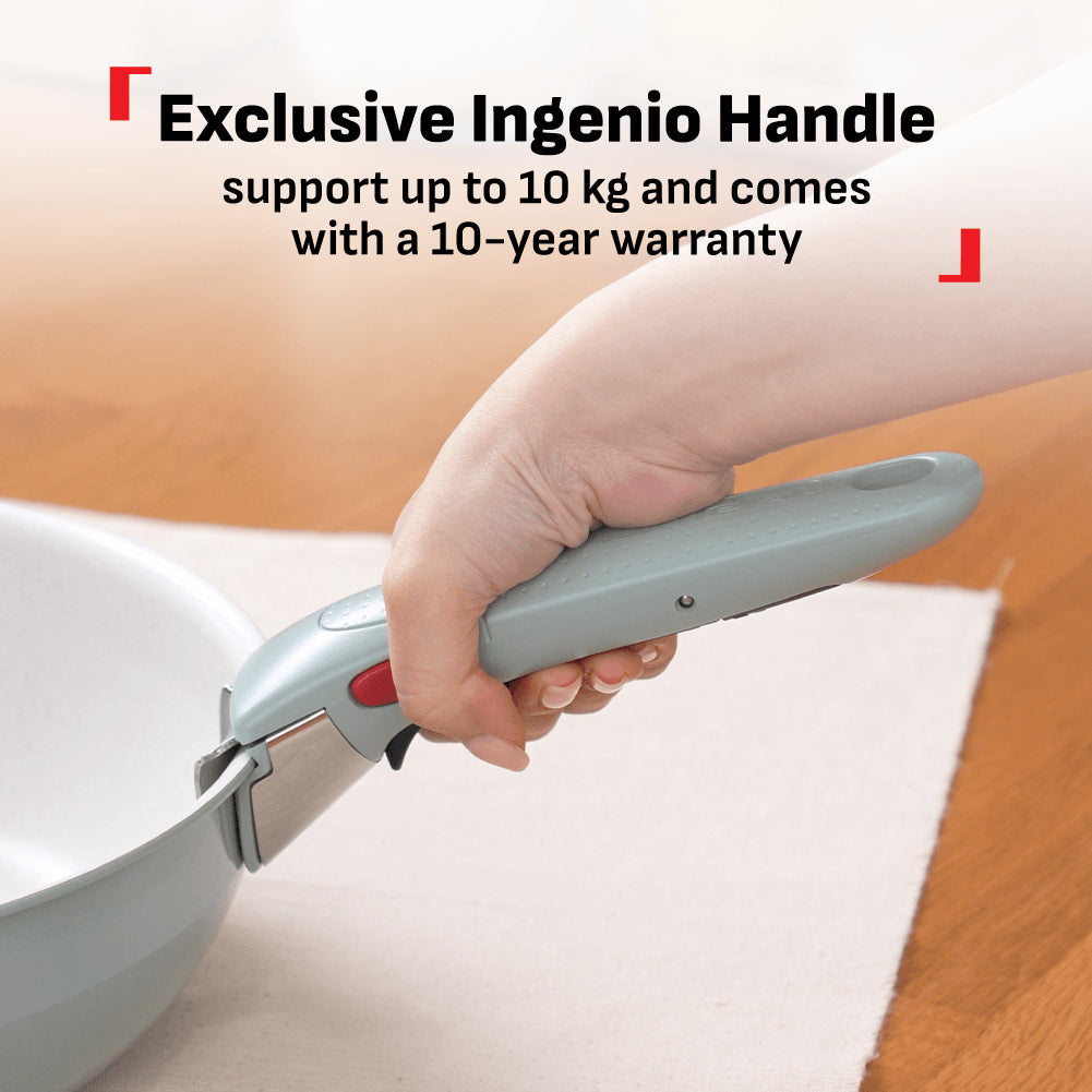 Tefal Ingenio Serenity Cookware Set - 4pc (Frypan 22cm + Frypan 28cm+ Saucepan 20cm + Handle)