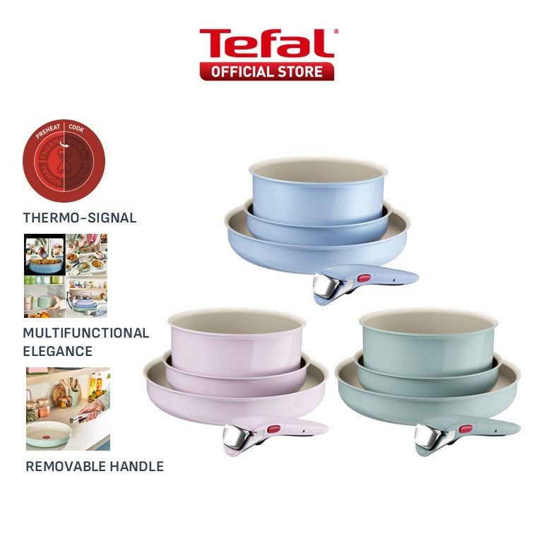 Tefal Ingenio Serenity Cookware Set - 4pc (Frypan 22cm + Frypan 28cm+ Saucepan 20cm + Handle)