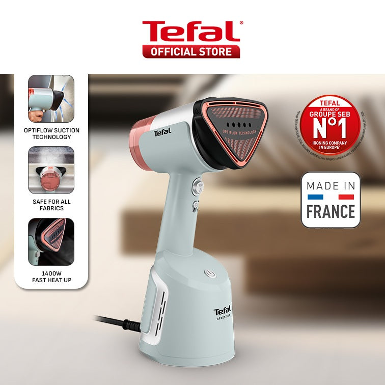 (NEW) Tefal Aerosteam Handheld Garment Steamer DT9814 – OptiFlow Suction , 1400W, 20g/min Steam, 100ml Water Tank