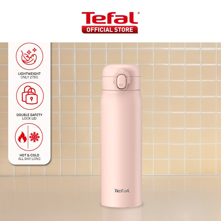 Tefal Easy to Go 500ml Vacuum Insulated Thermal Bottle - 6 hr Hot, 12 hr Cold, 316L Superior Stainless Steel, Leakproof