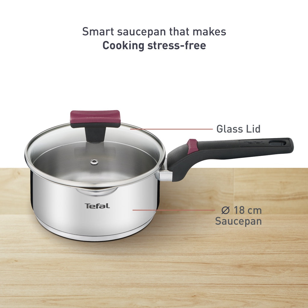 Tefal Cook & Clip Stewpot, Saucepan with Lid 18cm/24cm