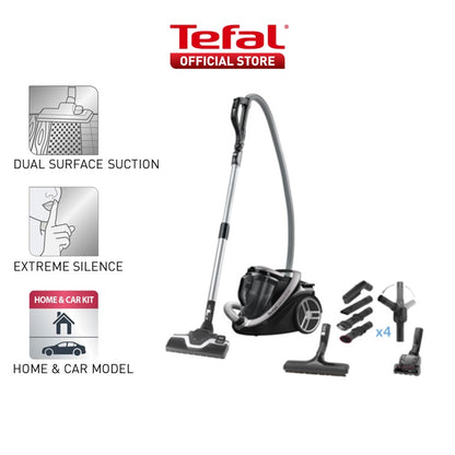 Tefal Silent Force Cyclonic Bagless Vacuum (Silver) TW7689 – Ergonomic, Extreme Silence, Easy Emptying, Animal Setting, 2.5L Dust Bag