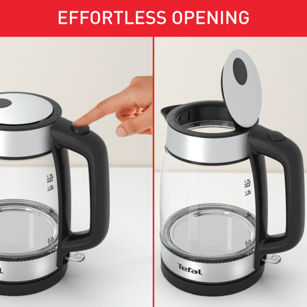 Tefal Heat Resistant Glass Housing Kettle with Removable Limescale Filter 1.7L KI7008