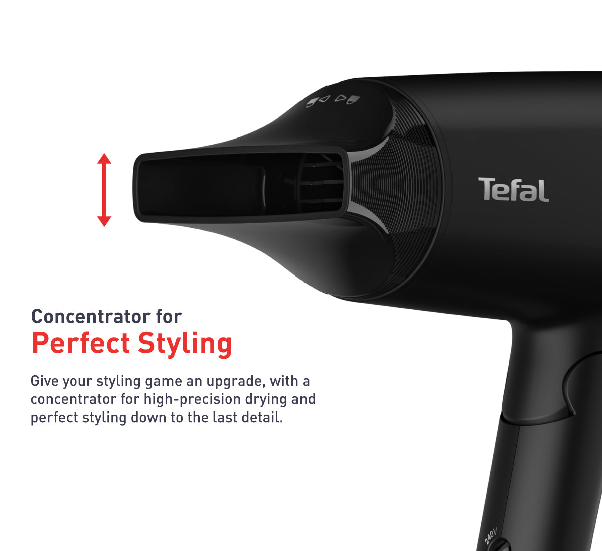 Tefal Express Style Hair Dryer Dual Voltage HV1841 – 110V, 220V, 1900W, Ultra Light, Moving Air Nozzle, 2 Speeds