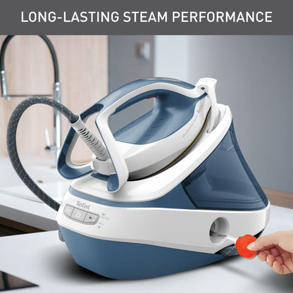 Tefal Pro Express Ultimate II Steam Generator with Ironing Board GV9710 - 2800W, up to 7.6 bar pressure, 580g/min steam boost, No burn - safe for all fabrics, Made in France