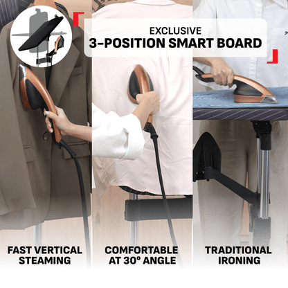 Tefal All-in-One Garment Steamer IXEO Power 2170W QT2020  3-Position Smart Board, Removable Base, 1.1 removable Water Tank, Made in France