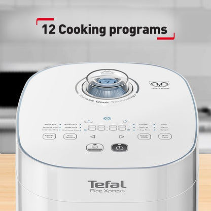 Tefal Xpress Fuzzy Logic Rice Cooker 1.5L RK5221  12 Programmes, Non-Stick, Removable Inner Lid, 2x Faster, 8 Cups