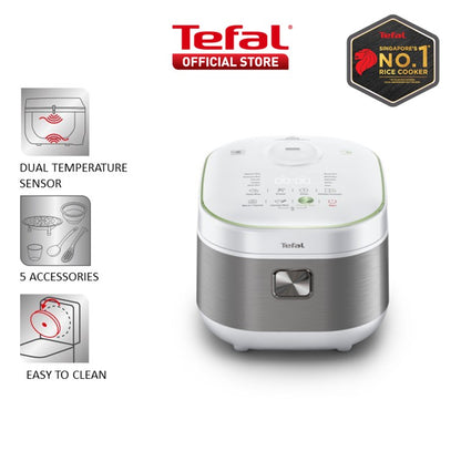 Tefal Healthy & Tasty Plus Induction Fuzzy Logic Rice Cooker 1.5L RK8621- Low Gi, 12 Programs, Removeable Inner Lid, 8 Cups