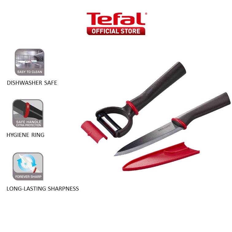 Tefal Ingenio Ceramic Y Peeler & Chef Knife set (K15220 + K15202) KWS005