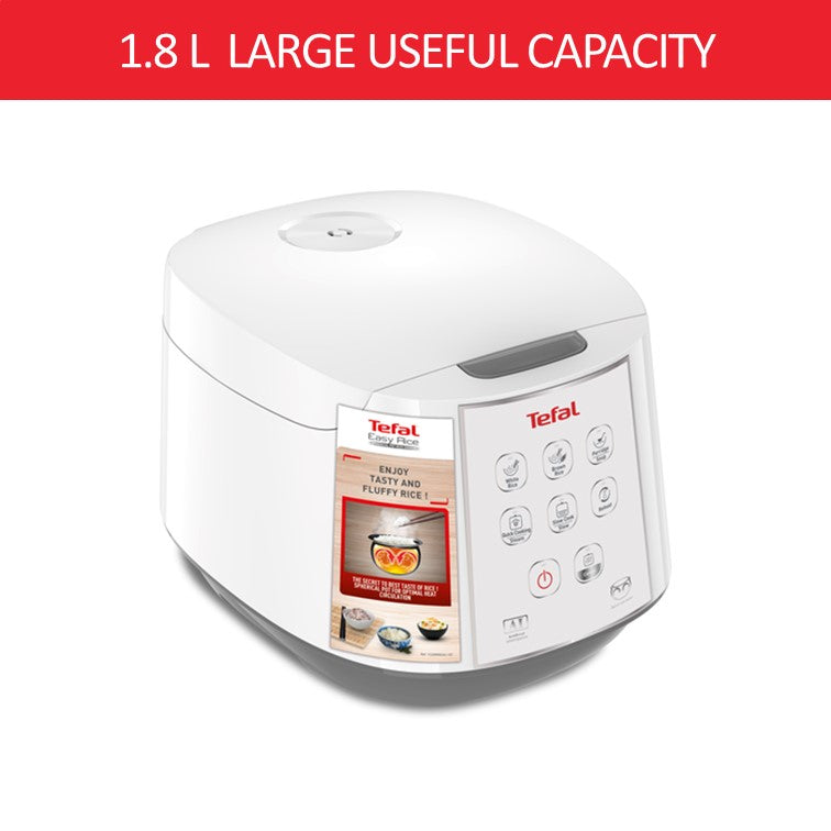 Tefal Easy Fuzzy Logic Rice Cooker 1.8L RK7321  8 Programmes, AI, 4-Layer, Spherical Pot, 10 Cups