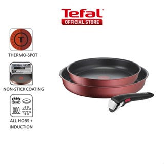 Tefal Ingenio Daily Chef Induction Frypan, Wok Pan, Cookware Set Red 26cm/28cm/3pcs