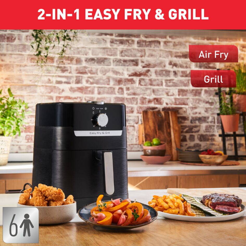 Tefal Easy Fry & Grill Classic Healthy Air Fryer 4.2L 2-in-1 EY5018 - 8 programmes, fries, nuggets, roasted chicken, meat, fish, dessert, comes with die cast grill plate