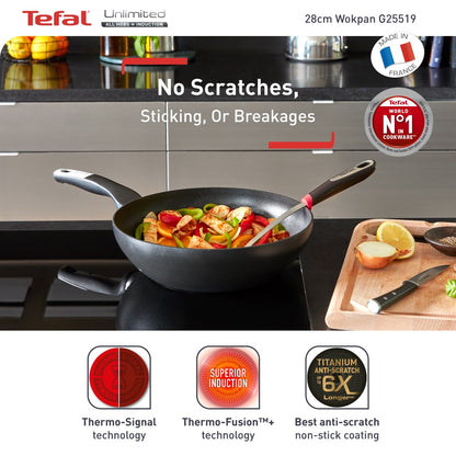 Tefal Unlimited Range Black IH Saute-pan, Pancake Pan,  Multi-Pan, Chinese Wok, Wokpan, Frypan, Shallow Pan 18cm - 36cm