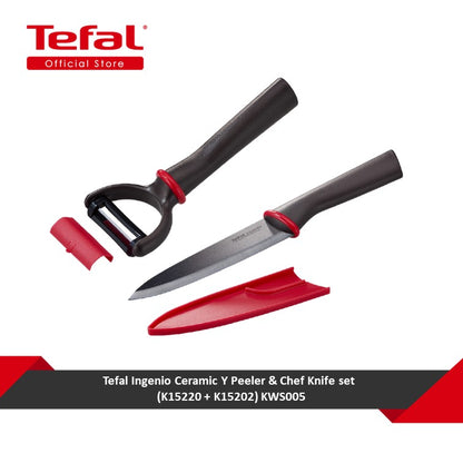 Tefal Ingenio Ceramic Y Peeler & Chef Knife set (K15220 + K15202) KWS005