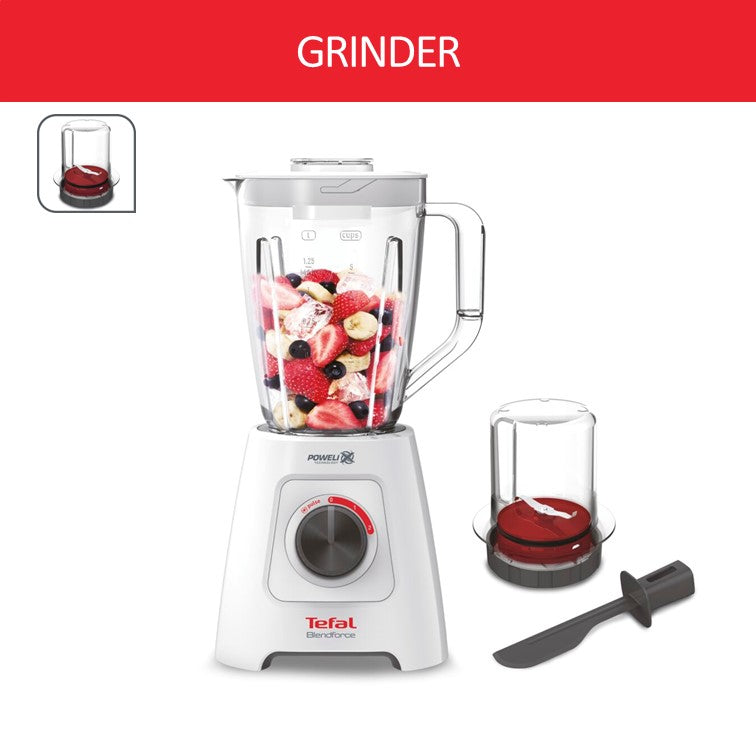 Tefal Blender Blendforce BL4271 - 600W, 2 speeds and pulse, 2L plastic jug, smart lock system, 6 Triplax blades, suction feet, additional grinder