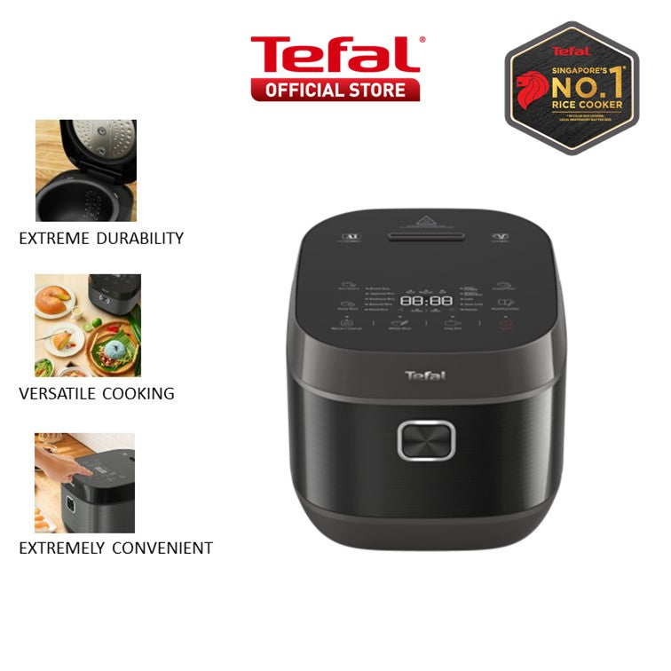 Tefal Delirice Plus Fuzzy Logic Spherical Pot Rice Cooker 1.8L RK776B  14 Programmes, AI, 12H Keep-Warm, 10X Durability, 10 Cups