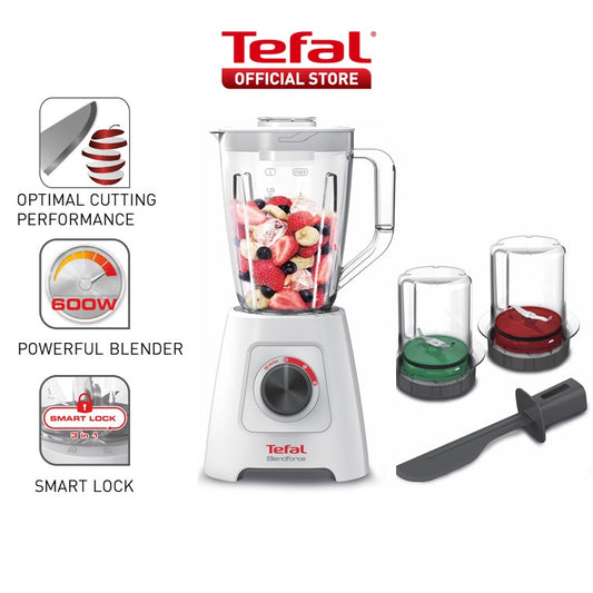 Tefal Blendforce Blender w/Grinder, Chopper & Spatula BL4291 - 600W, 2 speeds + pulse, 2L plastic jug, smart lock system