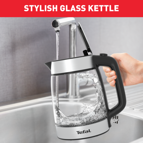 Tefal Heat Resistant Glass Housing Kettle with Removable Limescale Filter 1.7L KI7008