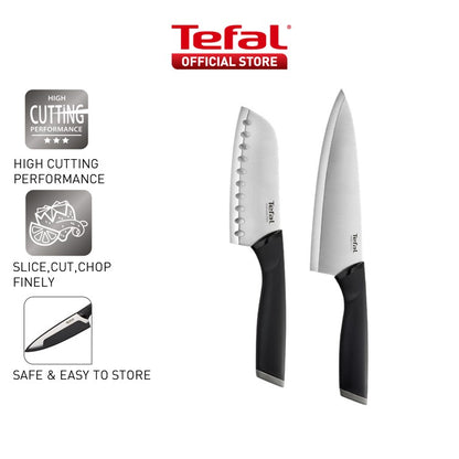 Tefal Comfort SS Knives 2pcs set ( Santoku 12cm + Chef 15cm ) K221S2