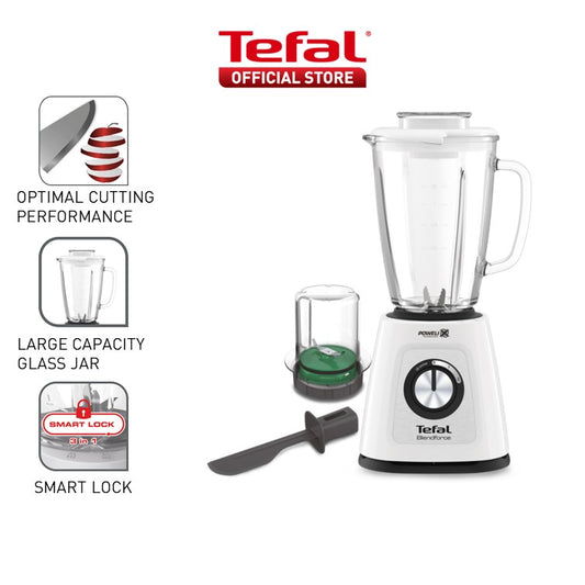 Tefal Blendforce 2 Glass Blender BL4361 - POWELIX technology, 800W, 2 speeds and pulse, 1.75L thermal shock resistant glass jug, smart lock system, additional chopper