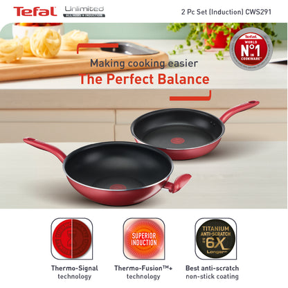 Tefal So Chef CW Set  Wok Pan 30cm w/lid + Frypan 28cm (G13594 + G13506) CWS291